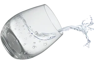 Tilted Glass Water Splash PNG Image