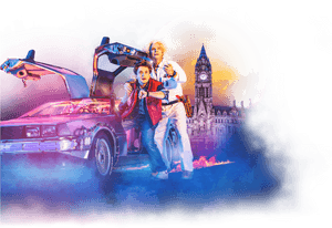 Time Travel Adventure Carand Characters PNG image with transparent background