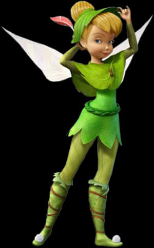 Tinkerbell Posing Fairy Cartoon PNG with transparent background