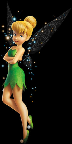 Tinkerbell Sparkling Fairy Illustration PNG with transparent background
