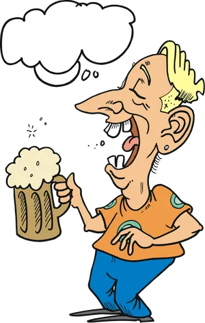 Tipsy Cartoon Man With Beer PNG Image