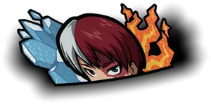 Todoroki Half Ice Half Fire Graphic PNG Image