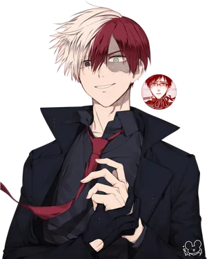 Todoroki Shoto Anime Portrait PNG Image