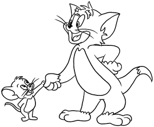 Tomand Jerry Coloring Outline PNG Image