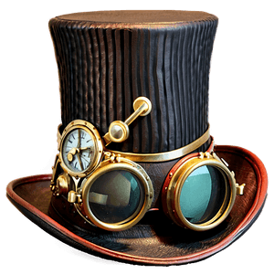 Top Hat with Goggles PNG (for steampunk themes) 05042024 PNG