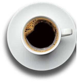 Top View Black Coffee White Cup PNG Image