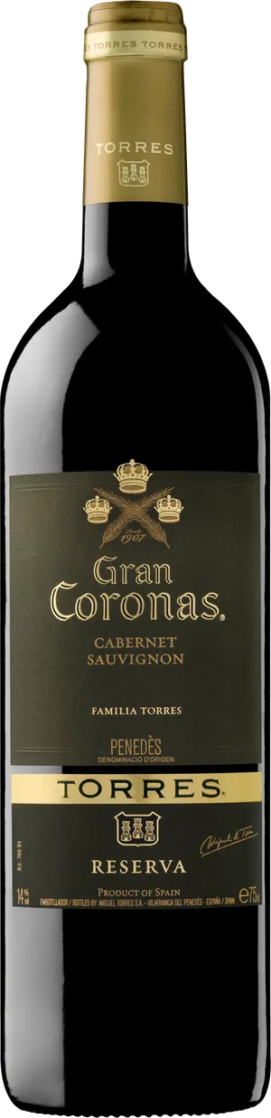 Torres Gran Coronas Cabernet Sauvignon Bottle PNG Image