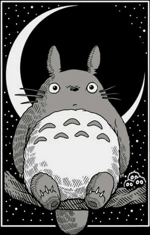 Totoro Moonlight Illustration PNG image with transparent background