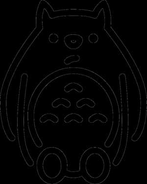 Totoro Outline Art PNG image with transparent background