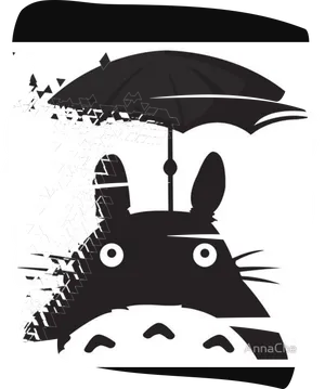 Totoro_with_ Umbrella_ Glitch_ Art PNG Image