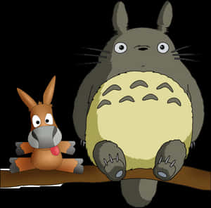 Totoroand Friend Cartoon PNG image with transparent background