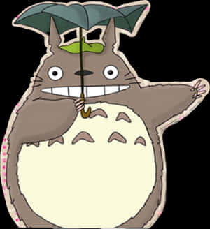Totoro_with_ Leaf_ Umbrella PNG image with transparent background