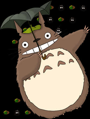Totoro_with_ Leaf_ Umbrella PNG image with transparent background