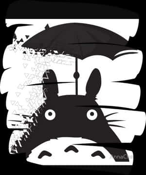 Totoro_with_ Umbrella_ Glitch_ Art PNG image with transparent background