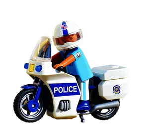 Toy Police Motorcycle Figure PNG Image