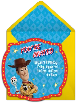 Toy Story Themed Birthday Invitation PNG Image