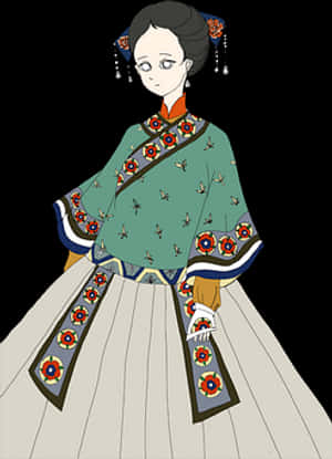 Traditional Asian Attire Illustration PNG image with transparent background