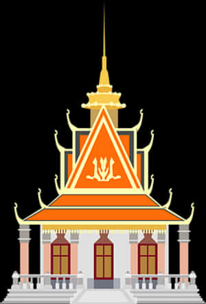 Traditional Asian Temple Illustration PNG image with transparent background