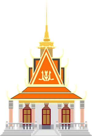 Traditional Asian Temple Illustration PNG Image