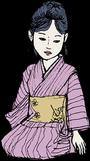 Traditional Asian Woman Illustration PNG image with transparent background