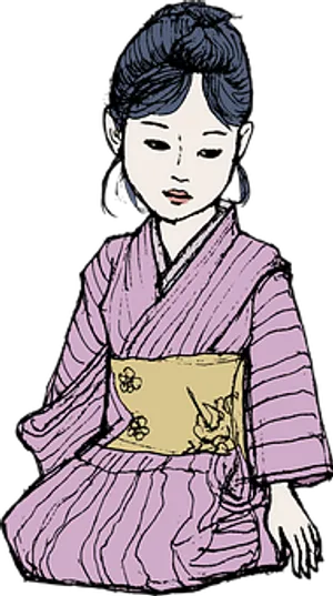 Traditional Asian Woman Illustration PNG Image