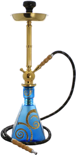 Traditional Blue Gold Hookah PNG Image