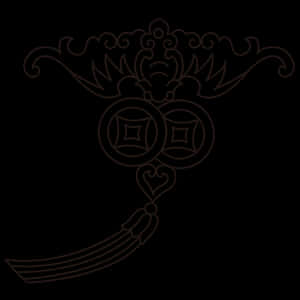 Traditional Chinese Amulet Outline PNG image with transparent background