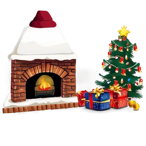 Traditional Christmas Fireplace Setup Png Pdp PNG Image