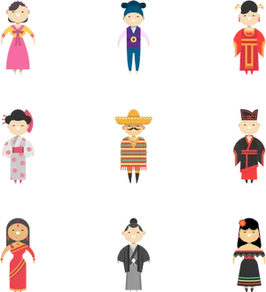 Traditional Cultural Attire Icons PNG Image