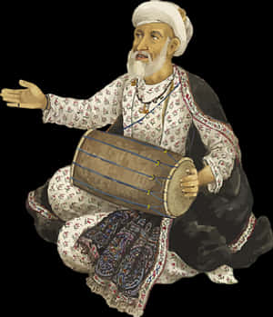 Traditional_ Drum_ Player_ Illustration PNG image with transparent background