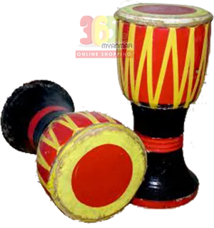 Traditional Drums Colorful Design PNG Image