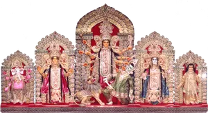 Traditional Durga Puja Pantheon PNG Image