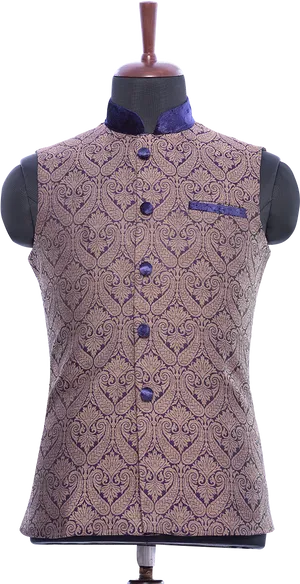 Traditional Embroidered Kurta Vest PNG Image