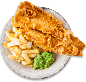 Traditional Fishand Chips Plate PNG with transparent background