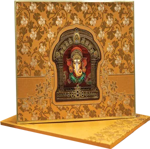 Traditional Ganesh Wedding Card PNG Image