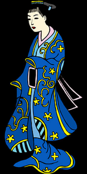 Traditional Geisha Art Illustration PNG image with transparent background