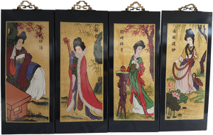 Traditional Geisha Art Panels PNG with transparent background