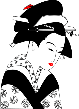 Traditional Geisha Artwork PNG image with transparent background