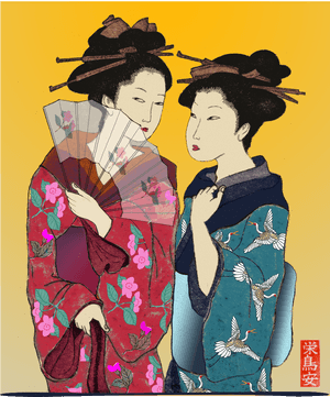 Traditional Geisha Artwork PNG with transparent background