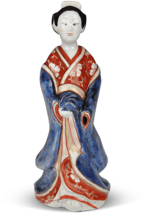 Traditional Geisha Ceramic Figurine PNG image with transparent background