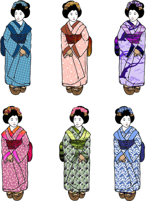 Traditional Geisha Illustrations PNG with transparent background