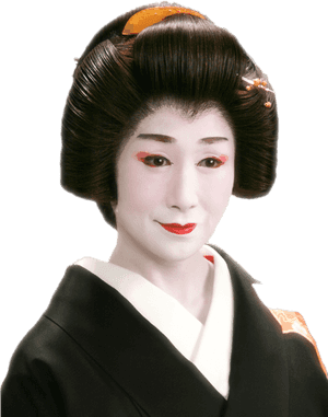 Traditional Geisha Portrait PNG with transparent background