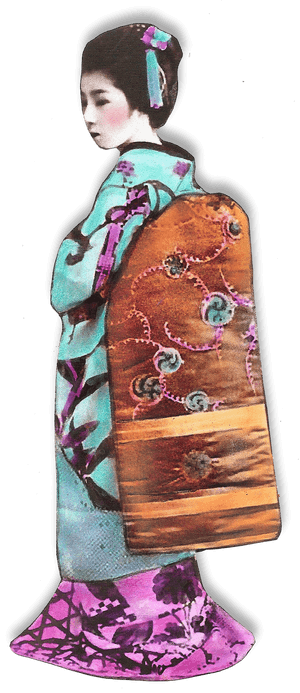 Traditional Geishain Kimono PNG with transparent background