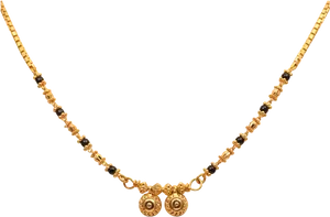 Traditional Gold Black Beaded Mangalsutra Design PNG Image