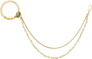 Traditional Gold Nose Ring Chain Jewelry PNG Image