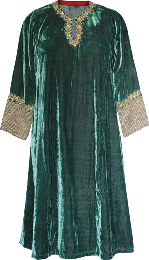 Traditional Green Velvet Kurta PNG Image