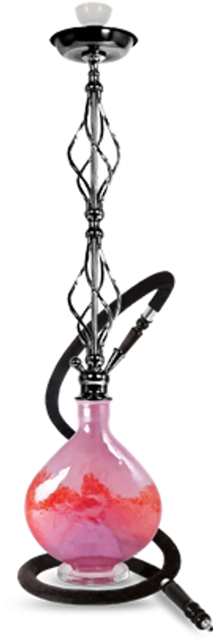 Traditional Hookahwith Pink Vase PNG Image