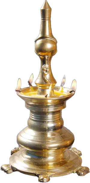 Traditional Indian Brass Lamp PNG Image