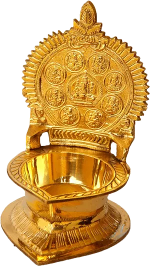 Traditional Indian Brass Lamp PNG Image