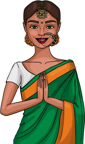 Traditional_ Indian_ Girl_ Animated_ Character PNG Image